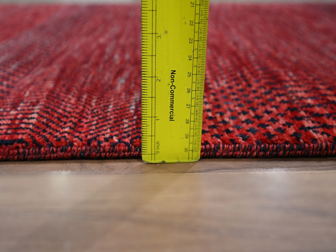 2'5" x 13'11" New Hand Knotted Red Wool & Silk Runner Oriental Rug - MOA10276318