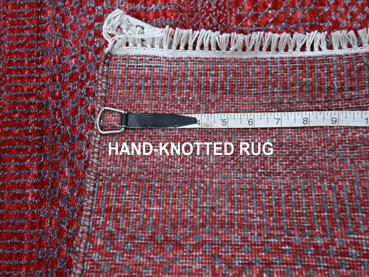2'6" x 16'3" New Hand Knotted Red Wool & Silk Runner Oriental Rug - MOA10276320