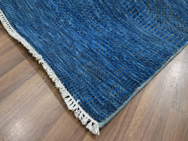 9'0" x 11'11" New Hand Knotted Blue Wool & Silk Rectangle Oriental Rug - MOA10276322