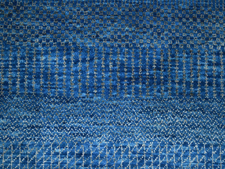 9'0" x 11'11" New Hand Knotted Blue Wool & Silk Rectangle Oriental Rug - MOA10276322