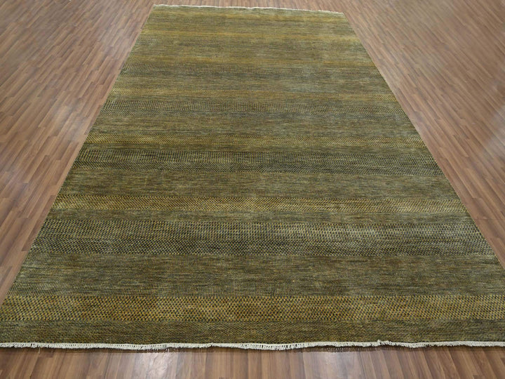 9'2" x 12'6" New Hand Knotted Brown Wool & Silk Rectangle Oriental Rug - MOA10276323