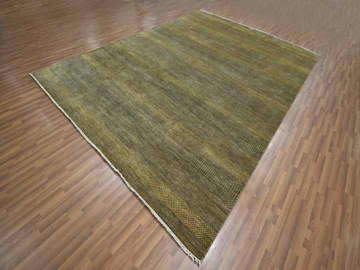 9'2" x 12'6" New Hand Knotted Brown Wool & Silk Rectangle Oriental Rug - MOA10276323