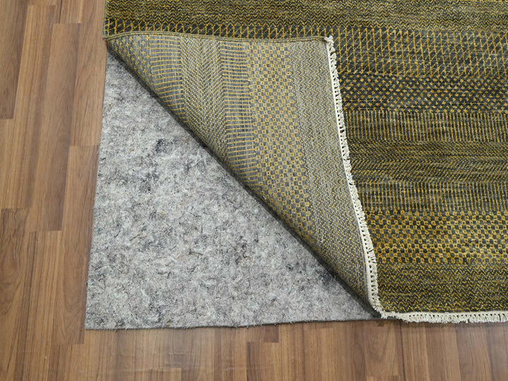 9'2" x 12'6" New Hand Knotted Brown Wool & Silk Rectangle Oriental Rug - MOA10276323
