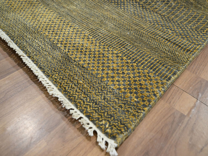 9'2" x 12'6" New Hand Knotted Brown Wool & Silk Rectangle Oriental Rug - MOA10276323