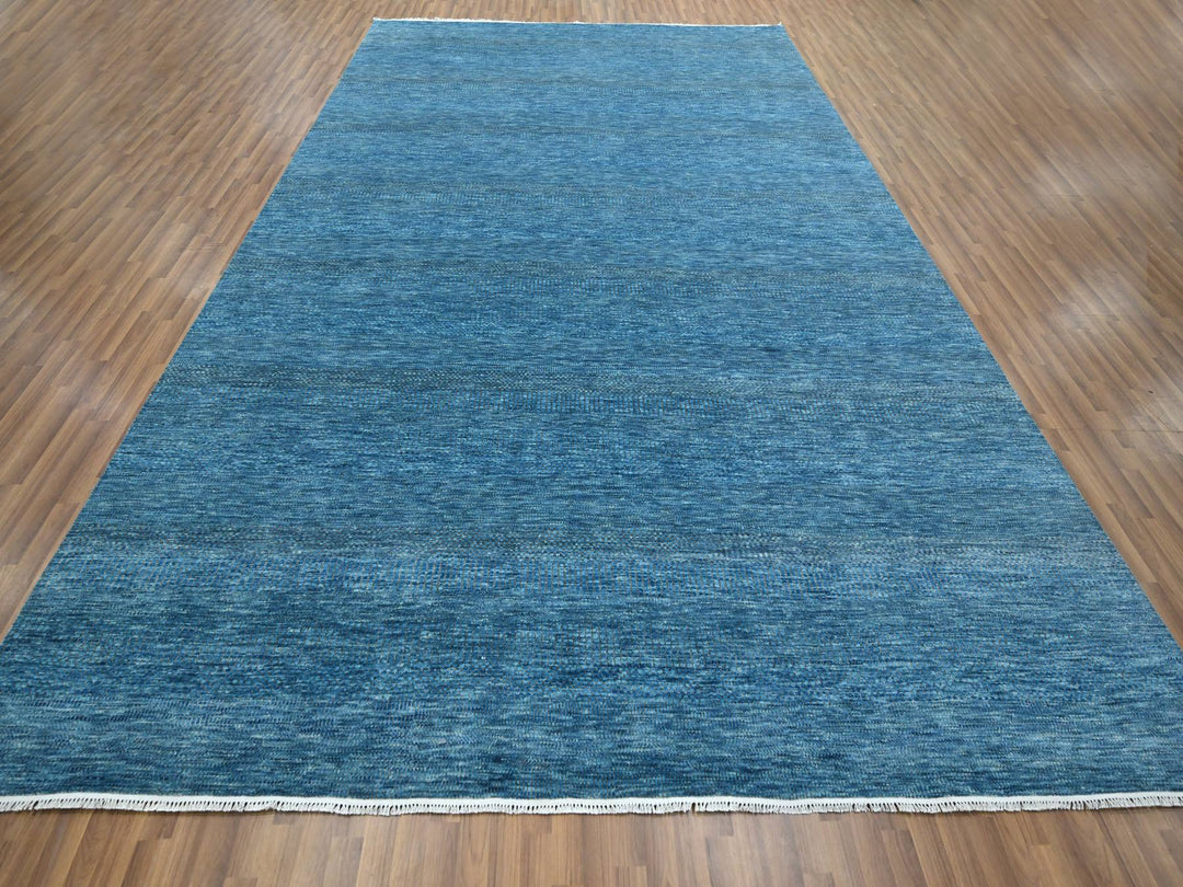 10'0" x 14'2" New Hand Knotted Blue Wool & Silk Rectangle Oriental Rug - MOA10276325