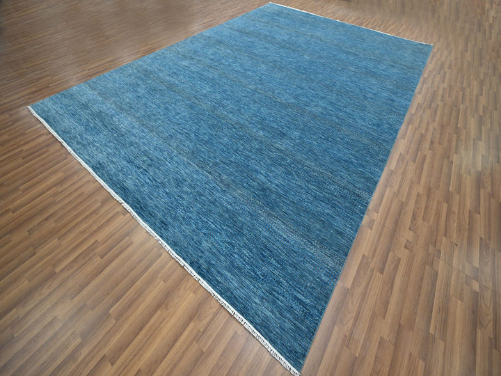 10'0" x 14'2" New Hand Knotted Blue Wool & Silk Rectangle Oriental Rug - MOA10276325