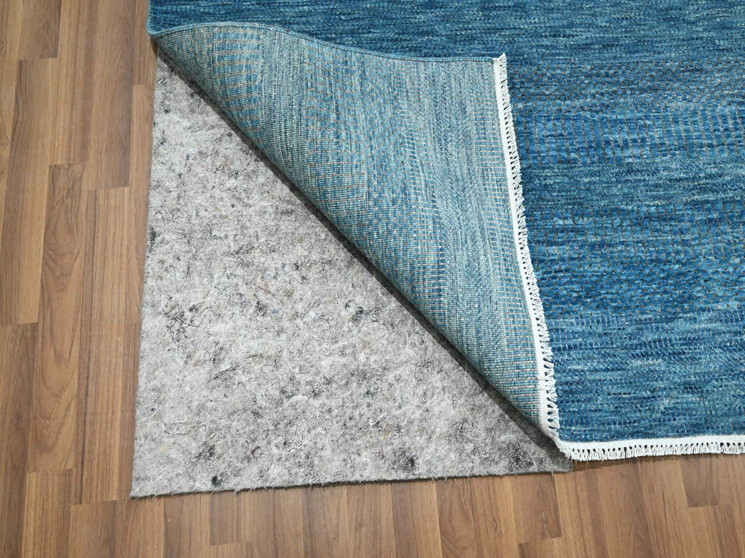 10'0" x 14'2" New Hand Knotted Blue Wool & Silk Rectangle Oriental Rug - MOA10276325