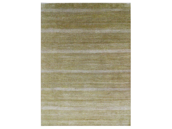 9'0" x 12'3" New Hand Knotted Brown Wool & Silk Rectangle Oriental Rug - MOA10276327
