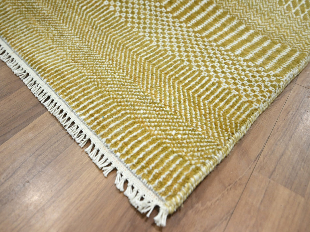 9'0" x 12'3" New Hand Knotted Brown Wool & Silk Rectangle Oriental Rug - MOA10276327
