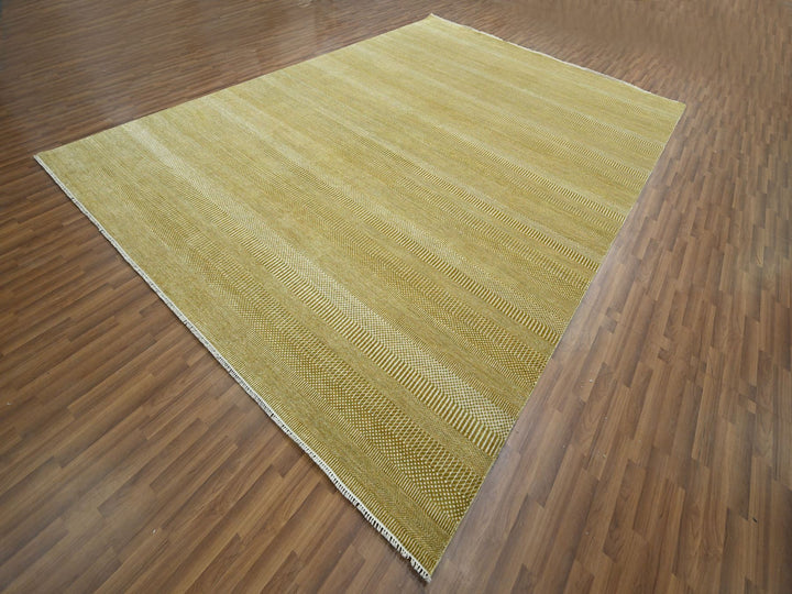 10'2" x 14'2" New Hand Knotted Brown Wool & Silk Rectangle Oriental Rug - MOA10276328