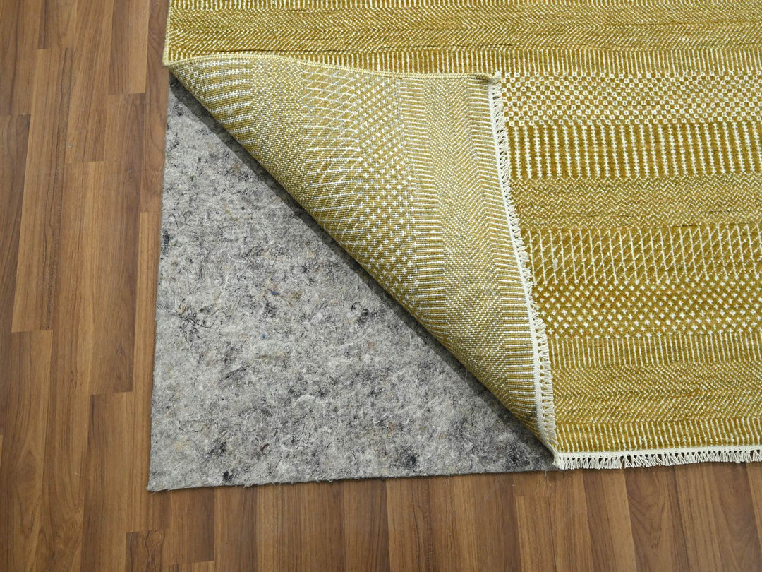 10'2" x 14'2" New Hand Knotted Brown Wool & Silk Rectangle Oriental Rug - MOA10276328