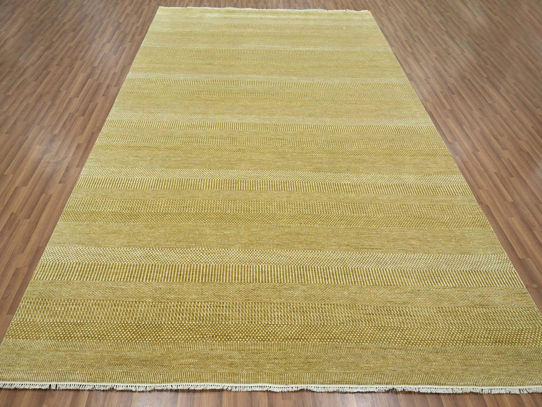 9'0" x 12'0" New Hand Knotted Brown Wool & Silk Rectangle Oriental Rug - MOA10276329