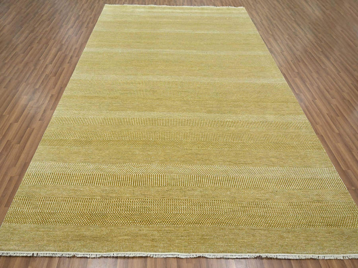 9'0" x 12'0" New Hand Knotted Brown Wool & Silk Rectangle Oriental Rug - MOA10276329