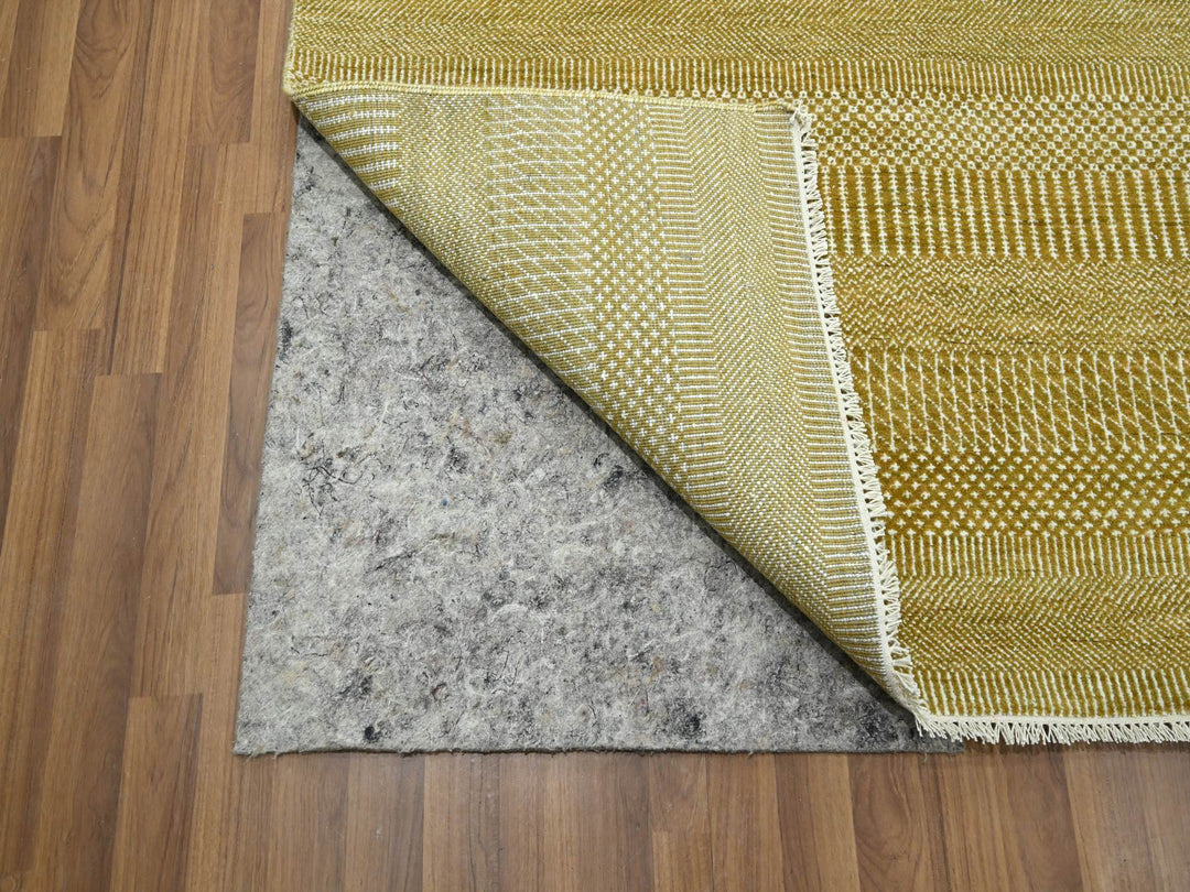 9'0" x 12'0" New Hand Knotted Brown Wool & Silk Rectangle Oriental Rug - MOA10276329