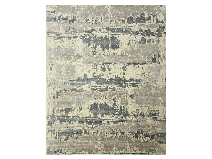 11'10" x 14'11" New Hand Knotted Grey Wool & Silk Rectangle Oriental Rug - MOA10276331