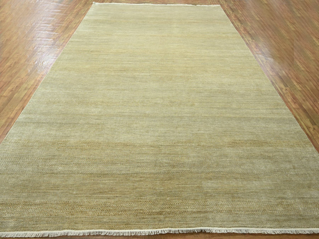 10'0" x 14'0" New Hand Knotted Brown Wool & Silk Rectangle Oriental Rug - MOA10276332
