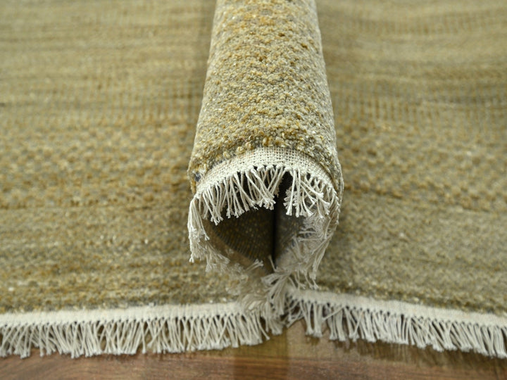 10'0" x 14'0" New Hand Knotted Brown Wool & Silk Rectangle Oriental Rug - MOA10276332