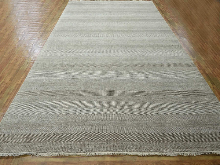 10'0" x 13'11" New Hand Knotted Brown Wool & Silk Rectangle Oriental Rug - MOA10276333