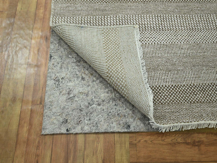 10'0" x 13'11" New Hand Knotted Brown Wool & Silk Rectangle Oriental Rug - MOA10276333