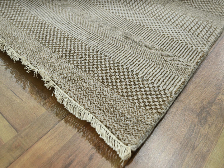 10'0" x 13'11" New Hand Knotted Brown Wool & Silk Rectangle Oriental Rug - MOA10276333
