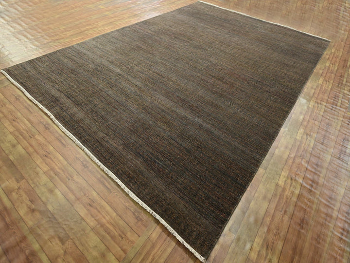 10'0" x 14'0" New Hand Knotted Brown Wool & Silk Rectangle Oriental Rug - MOA10276334