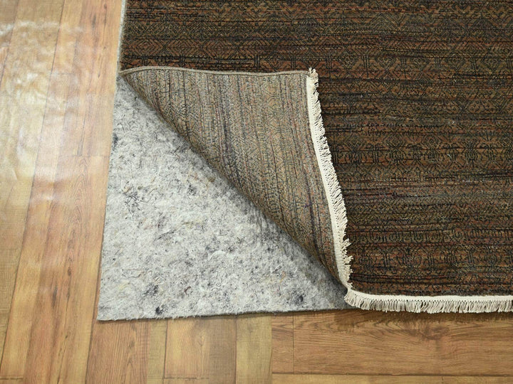 10'0" x 14'0" New Hand Knotted Brown Wool & Silk Rectangle Oriental Rug - MOA10276334