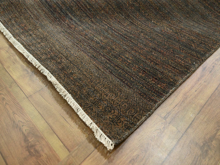 10'0" x 14'0" New Hand Knotted Brown Wool & Silk Rectangle Oriental Rug - MOA10276334