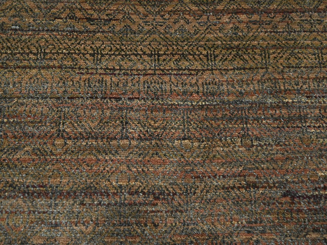 10'0" x 14'0" New Hand Knotted Brown Wool & Silk Rectangle Oriental Rug - MOA10276334