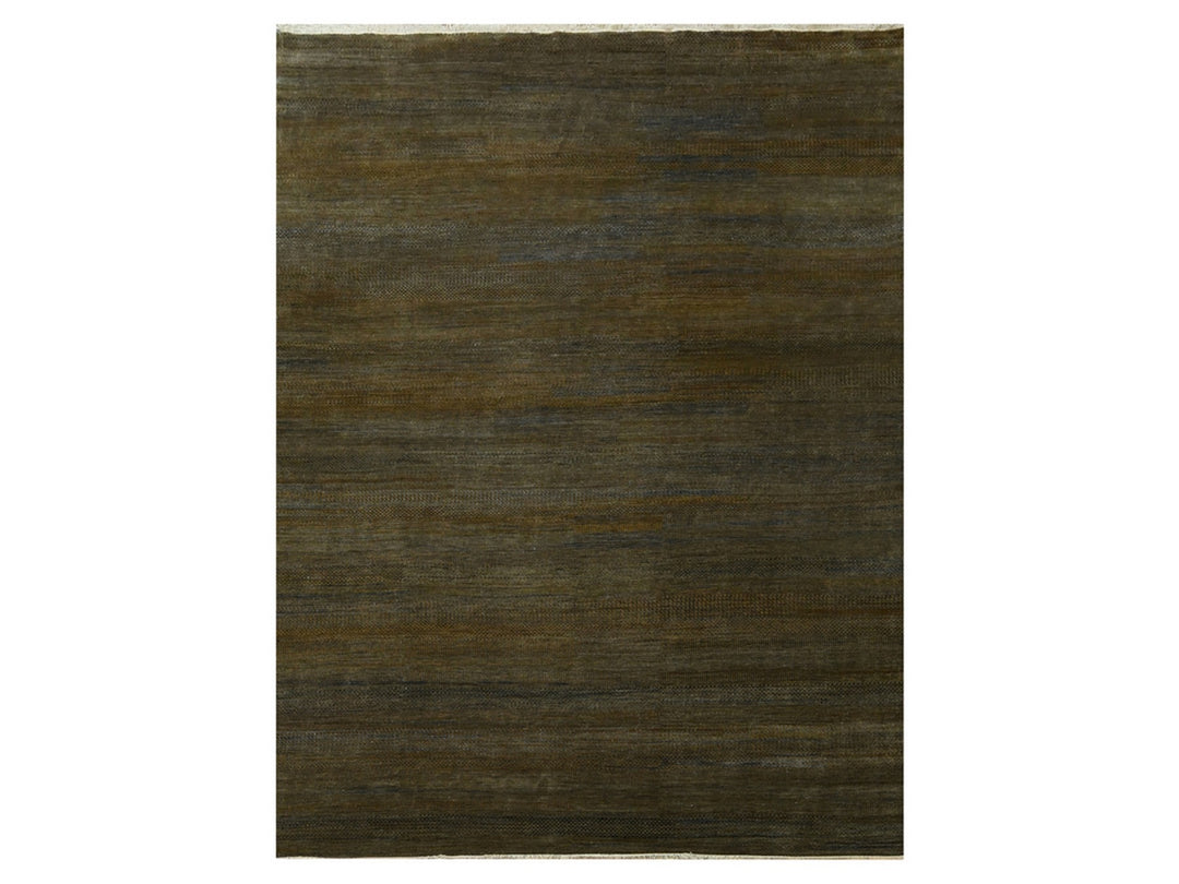 9'0" x 11'10" New Hand Knotted Brown Wool & Silk Rectangle Oriental Rug - MOA10276336