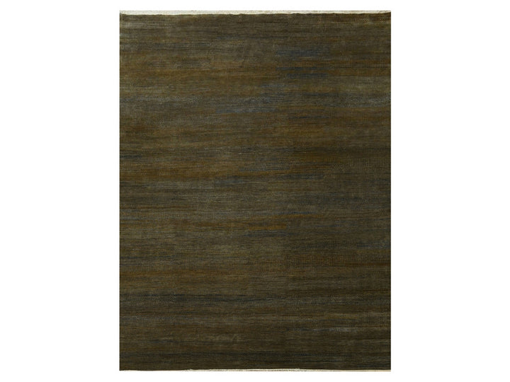 9'0" x 11'10" New Hand Knotted Brown Wool & Silk Rectangle Oriental Rug - MOA10276336
