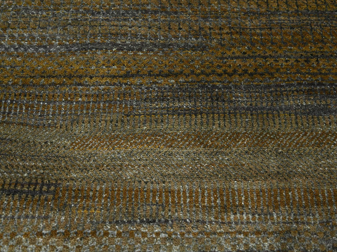 9'0" x 11'10" New Hand Knotted Brown Wool & Silk Rectangle Oriental Rug - MOA10276336