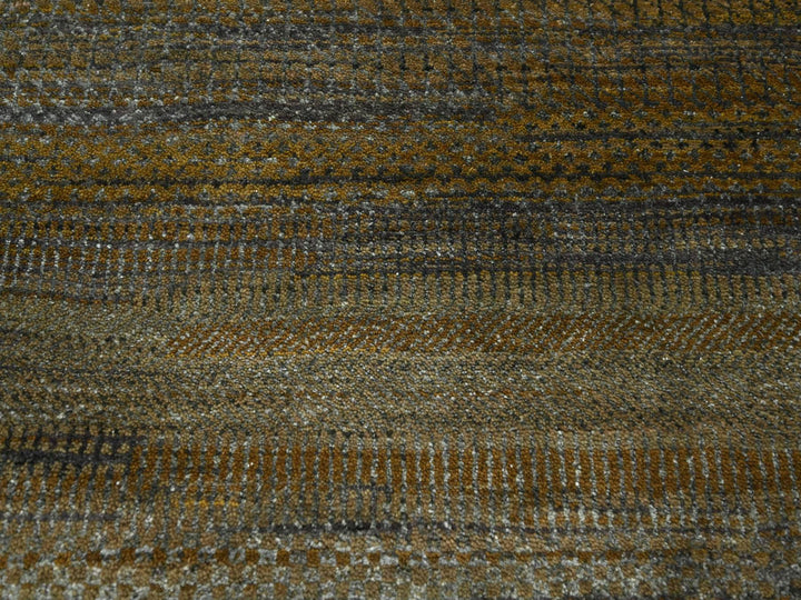9'0" x 11'10" New Hand Knotted Brown Wool & Silk Rectangle Oriental Rug - MOA10276336