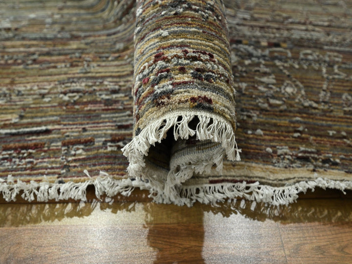 8'10" x 11'11" New Hand Knotted Brown Wool & Silk Rectangle Oriental Rug - MOA10276337