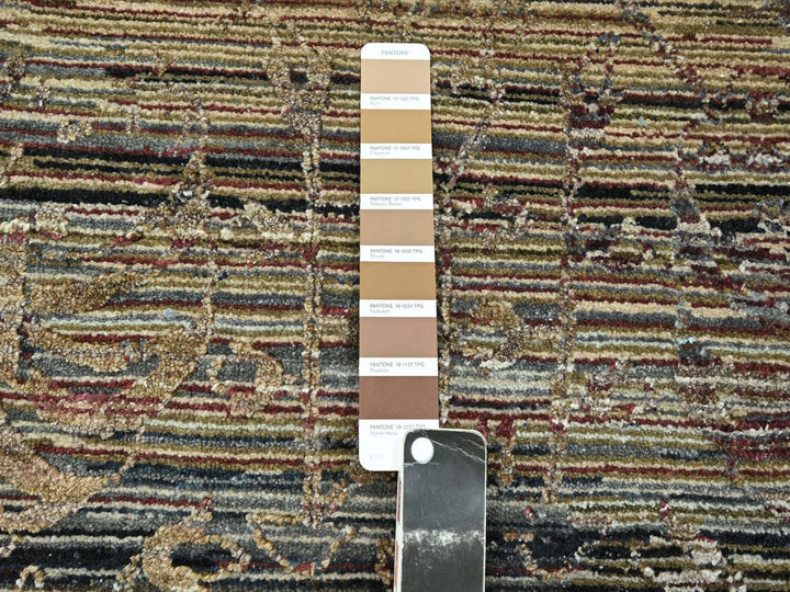 8'10" x 11'11" New Hand Knotted Brown Wool & Silk Rectangle Oriental Rug - MOA10276337