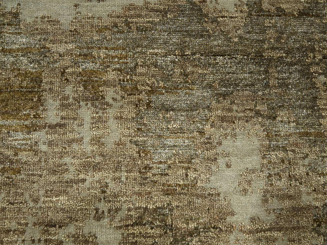 8'11" x 11'11" New Hand Knotted Beige Wool & Silk Rectangle Oriental Rug - MOA10276339