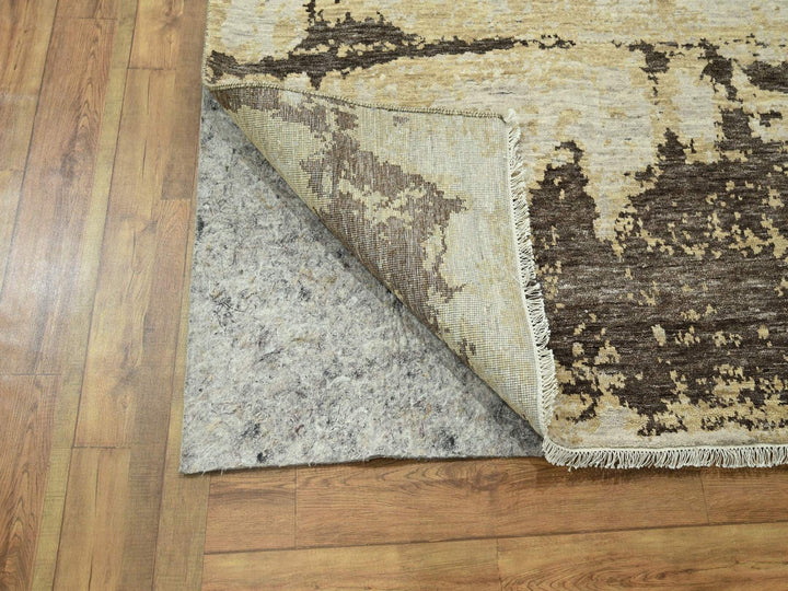 8'11" x 12'0" New Hand Knotted Ivory Wool & Silk Rectangle Oriental Rug - MOA10276340