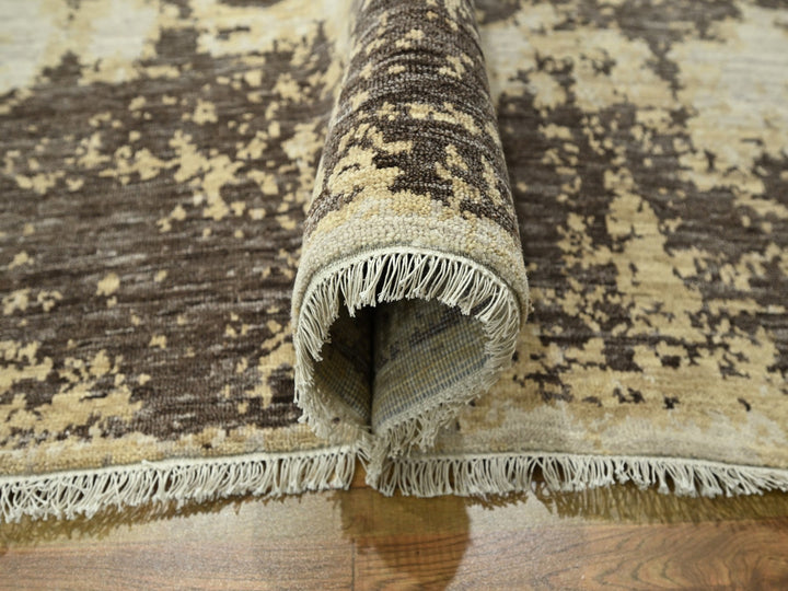 8'11" x 12'0" New Hand Knotted Ivory Wool & Silk Rectangle Oriental Rug - MOA10276340