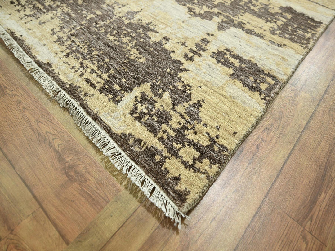 8'11" x 12'0" New Hand Knotted Ivory Wool & Silk Rectangle Oriental Rug - MOA10276340