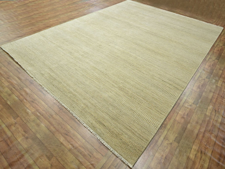 9'1" x 12'3" New Hand Knotted Brown Wool & Silk Rectangle Oriental Rug - MOA10276341