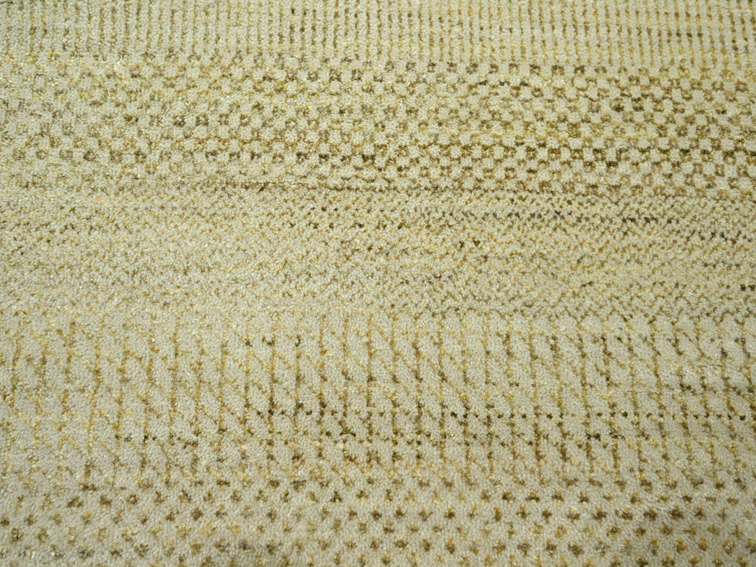 9'1" x 12'3" New Hand Knotted Brown Wool & Silk Rectangle Oriental Rug - MOA10276341