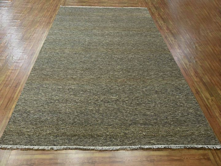 8'0" x 10'0" New Hand Knotted Brown Wool & Silk Rectangle Oriental Rug - MOA10276344
