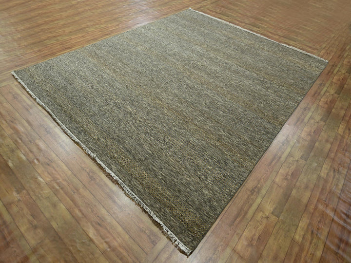 8'0" x 10'0" New Hand Knotted Brown Wool & Silk Rectangle Oriental Rug - MOA10276344