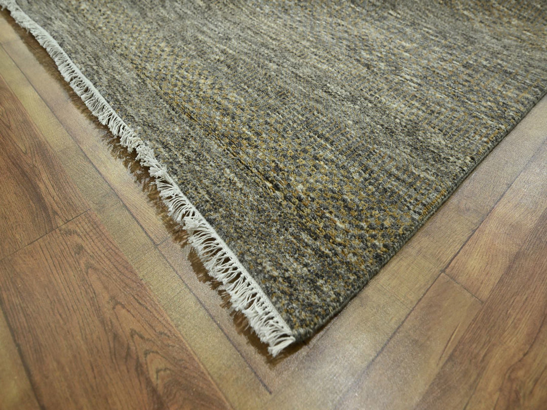 8'0" x 10'0" New Hand Knotted Brown Wool & Silk Rectangle Oriental Rug - MOA10276344