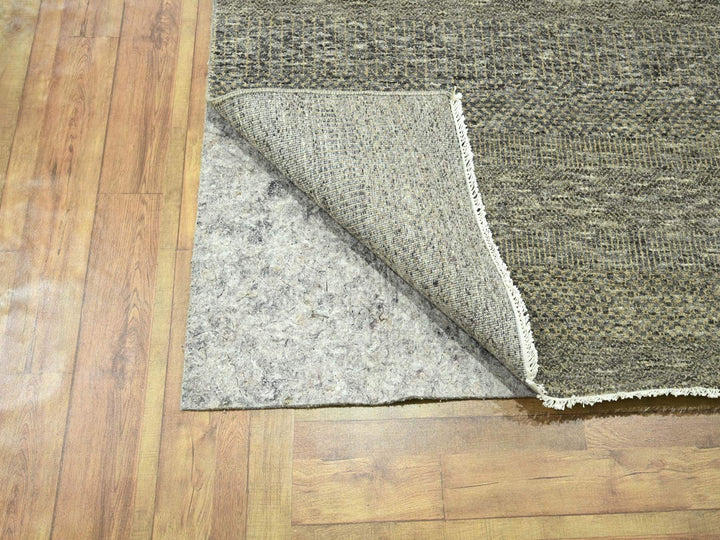 8'0" x 9'11" New Hand Knotted Grey Wool & Silk Rectangle Oriental Rug - MOA10276345