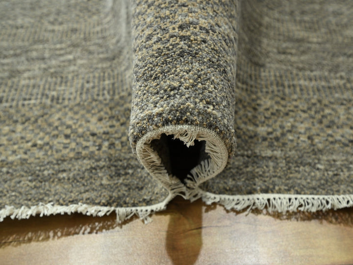 8'0" x 9'11" New Hand Knotted Grey Wool & Silk Rectangle Oriental Rug - MOA10276345
