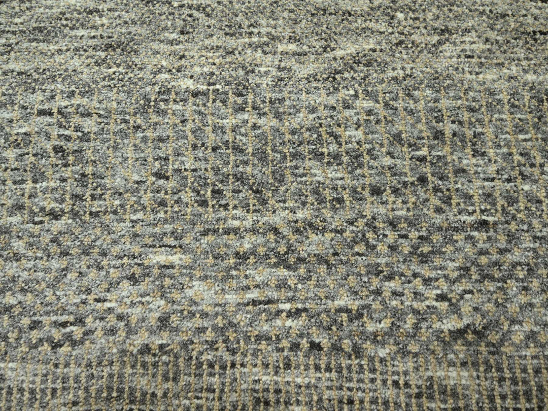 8'0" x 9'11" New Hand Knotted Grey Wool & Silk Rectangle Oriental Rug - MOA10276345
