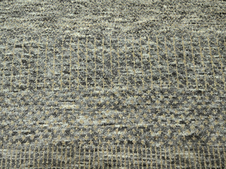 8'0" x 9'11" New Hand Knotted Grey Wool & Silk Rectangle Oriental Rug - MOA10276345
