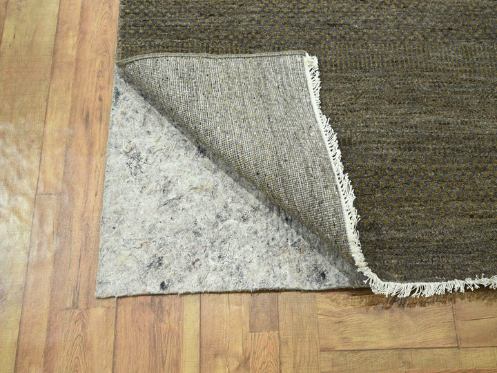 7'10" x 10'0" New Hand Knotted Brown Wool & Silk Rectangle Oriental Rug - MOA10276347