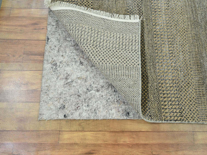 2'6" x 20'4" New Hand Knotted Brown Wool & Silk Runner Oriental Rug - MOA10276348