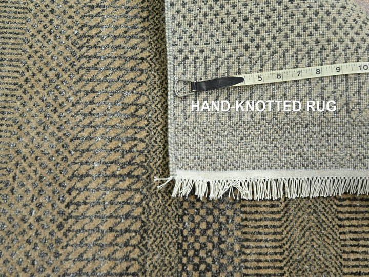 2'6" x 20'4" New Hand Knotted Brown Wool & Silk Runner Oriental Rug - MOA10276348